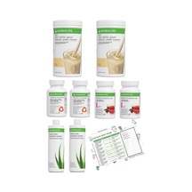 Herbalife 2'li Eko Set Vanilya+ahududu Shake + 2 Klasik Çay + 2 Thermo + 2 Aloe Vera Diyet Listesi Hediyeli