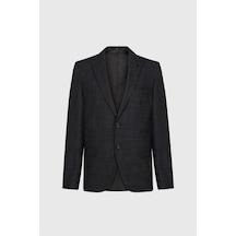 AC&Co / Altınyıldız Classics Erkek Sıyah Grı Slim Fit Dar Kesim Kırlangıç Yaka Desenli Çift Pantolonlu Takım Elbise - Sıyah Grı Siyah - Gri