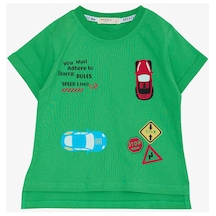 Breeze Erkek Çocuk Tişört Slogan Temalı Araba Baskılı 2-6 Yaş, Yeşil-yeşil