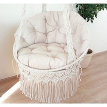 Caviss Home Makrome Salıncak Minderi Bahçe Mobilyaları Açıkkrem