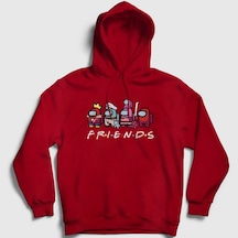 Presmono Unisex Friends Among Us Kapüşonlu Sweatshirt Kırmızı