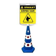 Dikkat Köpek Var Çift Taraf Baskı Mavi Ultra Kedi Gözlü Ağırlıklı Koni Seti Trafik Dubası