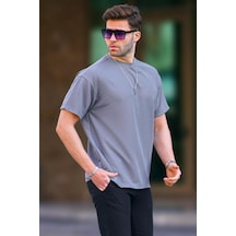 Madmext Füme Basic Oversize Erkek Tişört 7010-füme Füme