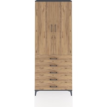 Arges Dolap 3 Raflı 5 Çekmeceli 2 Kapaklı 88x30x221 Antrasit-çam Antrasit
