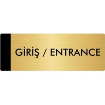 Metal Yönlendirme Levhası, Departman Kapı Isimliği Giriş/entrance 7x20 Cm Altın Renk