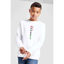 1N23456 Motor Ileri Baskılı Unisex Çocuk Beyaz Sweatshirt Beyaz