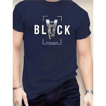 Kozia Outdoors Malkoçbey Siyah Baskılı Oversize Unisex Basic O Yaka T-shirt Lacivert