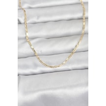 Ceylan Adam Cm 14k Gold Renk Lazerli Zincir Model 60 Cm Kadın Kolye Çok Renkli