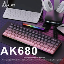 65% Kablolu Hotswap Mekanik Oyun Klavyesi,68 Tuşlu Taşınabilir Anti-ghosting Klavye,gökkuşağı Arkadan Aydınlatmalı Programlanabilir,ergonomik, Ajazz Ak680 Pembe Brown Switch