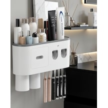 Diş Fırçası Tutucu 6 Yuvalı Çift Hazneli Model Uczzzdişfırçatutucu-5 Beyaz