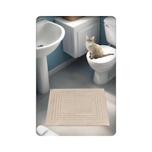 Tr %100 Pamuk Dokuma Su Emici Banyo Paspası Vera 60x50 Cm Bej Diğer