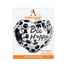 Bee Happy Kalp Charm Gümüş Kaplama