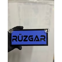 Mavi Renk Üzeri Siyah Renk Rüzgar Yazılı Vantuzlu Cam Süsü