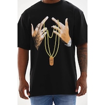 Wear Vexel Erkek Baskılı T-shirt Kısa Kol Bisiklet Yaka Rahat Kalıp Günlük Tişört - Siyah Çok Renkli