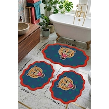 Shaleo 60x100 50x60 50x60 Kaydırmaz Tabanlı 3'lü Banyo Paspas Seti Takımı Çok Renkli