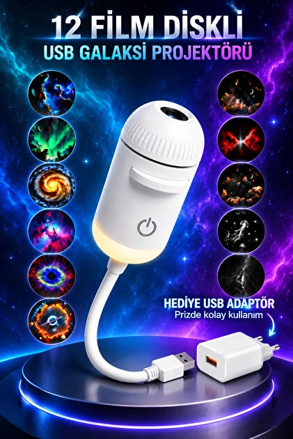 Gece Lambasi 12 Ledli Projeksiyonlu Beyaz