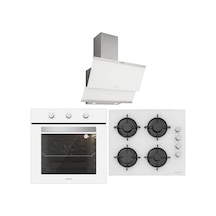 Silverline BO6503W01 - CS5349W01 - 3420 Classy 60 Beyaz Cam Ankastre Set