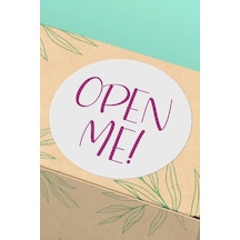 Fuşya Yazılı Open Me Beyaz Sticker 3x3cm St2255 Çok Renkli