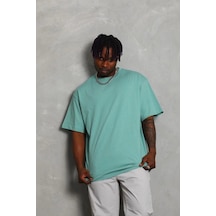 Freedom Storee Erkek Düz Yazlık Kısa Kol Tişört Bisiklet Yaka Oversize T-shirt - Mint Yeşili Çok Renkli