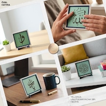 Sanatsal Hamsa Motifli Masaüstü Dekoru, Yaşam Alanlarınızda Modern Bir Atmosfer Yaratan Şık Tasarım 10x10 Cm, Kül Gri