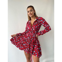 Pink Life Kırmızı Piliseli Elbise-Kırmızı