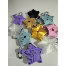 3d Baskı Yıldız Fidget Anahtarlık - Hareketli Stres Oyuncağı Ve Çanta Aksesuarı-kırmızı