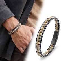 Beycen Aksesuar Odun Jasper & Hematit Çelik Örgülü Deri Bileklik 39022b22d8 Çok Renkli