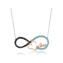 925 Ayar Gümüş Kalpli Sonsuzluk Kadın Gümüş Kolye Rose Gold