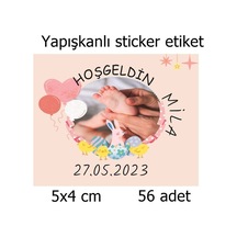 Hoşgeldin Bebek Yapışkanlı Sticker Etiket 5x4 Cm 30 Adet