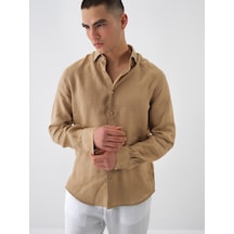 Xint Camel %100 Keten Regular Fit Gömlek 700963