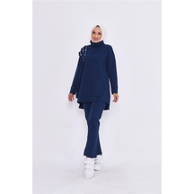 Bwest Tarçın Taş Şerit Omuz Detaylı İkili Takım - 71068 - İndigo-163 İndigo