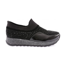 Dgn Akt-17-23y Kadin Kalin Taban Kristal Taşli Sneakers Ayakkabi AKT-17-1563-R1534 Siyah