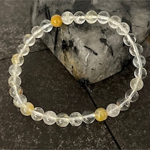 Sertifikalı Beyaz Topaz 6mm Doğal Taş Bileklik Beyaz