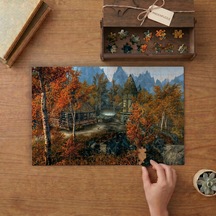 Sonbahar - Ormanda Kulübe - Manzara Tasarımı 240 Parça Ahşap Puzzle Ahşap Kutuda Mpy20413