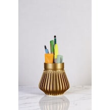 Kalemlik Masa Kalemliği Organizer Kalemlik Altın Renk Model 83 Çok Renkli