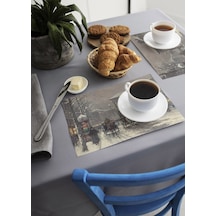 Dekoratif Baskılı Keçe Amerikan Servisi, Supla 4'Lü Servis Takım  -350 Çok Renkli