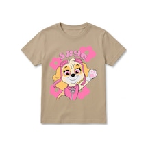 Urbantrendstore Paw Patrol Skye Unisex Kız Çocuk Bisiklet Yuvarlak Yaka Basic Kısa Kollu %100 Pamuk Tişört Bej