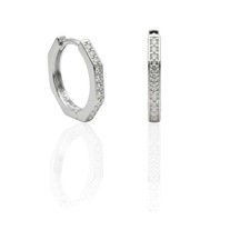 Oya Silver İnce Köşeli Zirkon Taşlı Gümüş Halka Küpe 1.4 X 1.4 Cm Oysy283