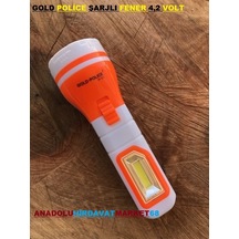 Goldpolice Led Şarjlı Fener Uzun Mesafe Kamp Feneri 4.2volt Siyah