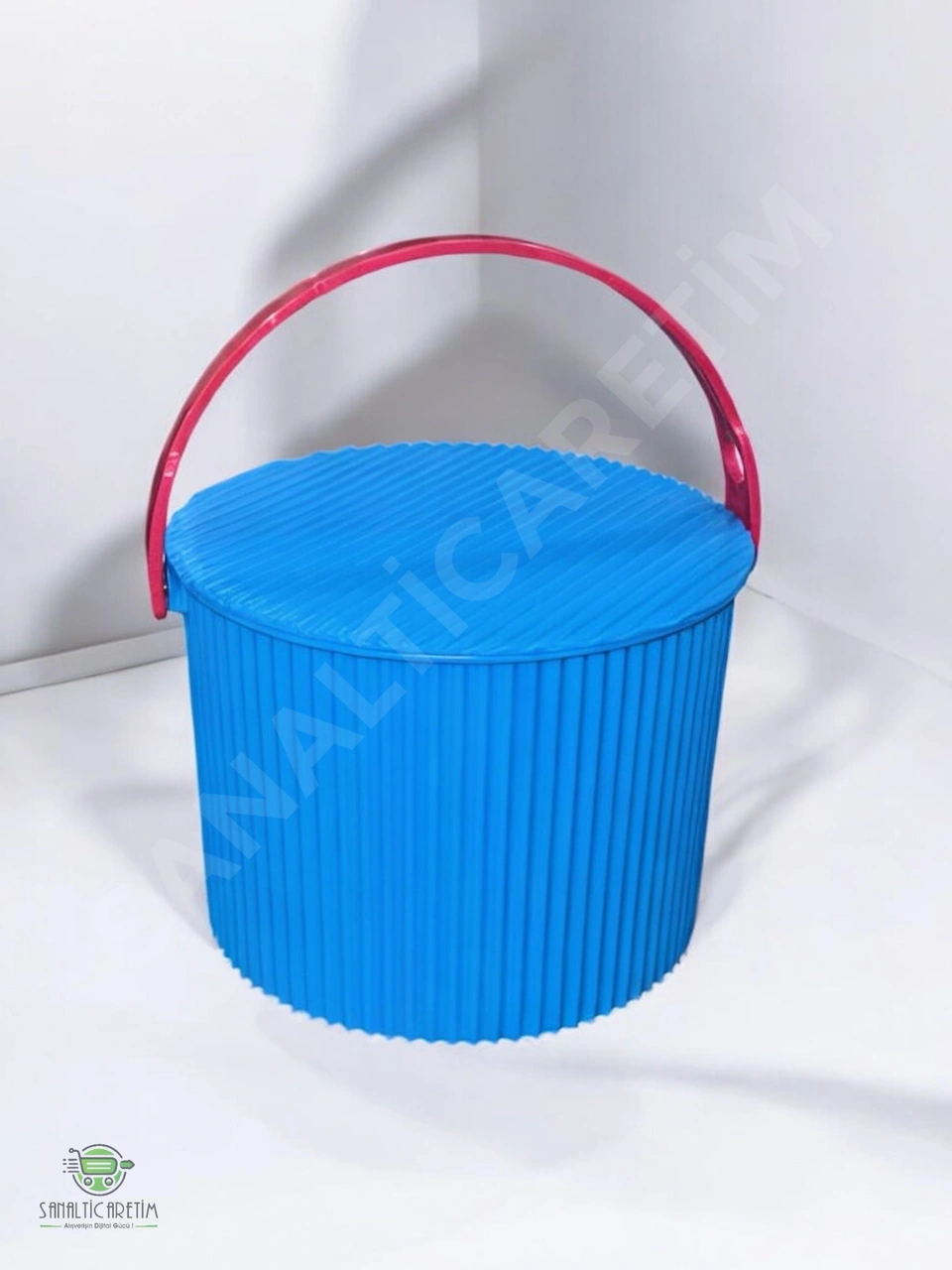 Rainbow Mavi Yuvarlak Kova Piknik Sepeti Meyve Kovası