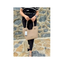 Just Polo Kadın Yeni Sezon Yumuşak Deri Lüks El Çantası Shopper Vizon
