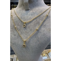 İkili Gold Renk Kolye 45 Cm Altın 67456700
