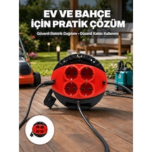 Ev Ve Ofis İçin 3 Metre Kablolu 4 Priz Makarası 0.12 M