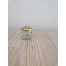 40cc Köşeli Şeffaf Cam,gold Kapak Kavanoz,mini Kavanoz,bal Kavanozu,süs Kavanozu,50 Adet Diğer
