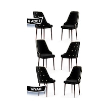 Canisa Krax Serisi 1.sınıf Babyface Kumaş Yemek Odası Sandalyesi Kahve Metal Ayak 6 Adet Siyah Sandalye Sandalye Siyah Ayaklar Kahve