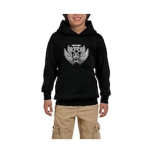 Linkin Park Wings Siyah Çocuk Kapşonlu Sweatshirt Siyah