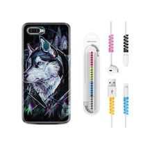 Oppo A5S Kılıf Kablo Koruyuculu Dog Eyes 1761 Siyah