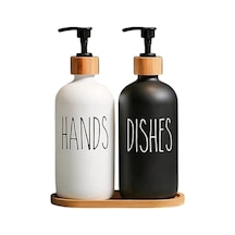 Hands Dishes Siyah Beyaz Dekoratif Mutfak Banyo Sıvı Cam Sabunluk Seti 500ml Bambu Stantlı Set Siyah Hands Dishes Siyah Beyaz Dekoratif Mutfak Banyo Sıvı Cam Sabunluk Seti 500ml Bambu Stantlı Set Siyah
