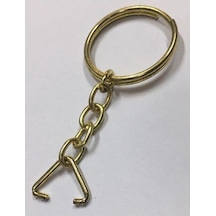 Anahtarlık Halkası, Halka + Zincir + Üçgen, 24mm, Altın, Sarı, 1