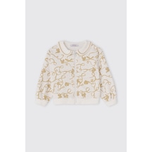 Panço Kız Bebek Fermuarlı Beyaz Sweatshirt